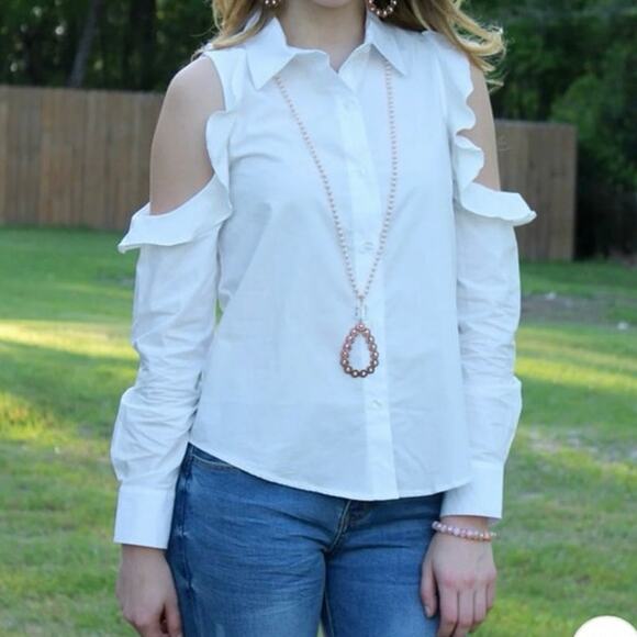 BUSINESS OF STYLE LONG SLEEVE BUTTON UP IN WHITE - Picture 3 of 4